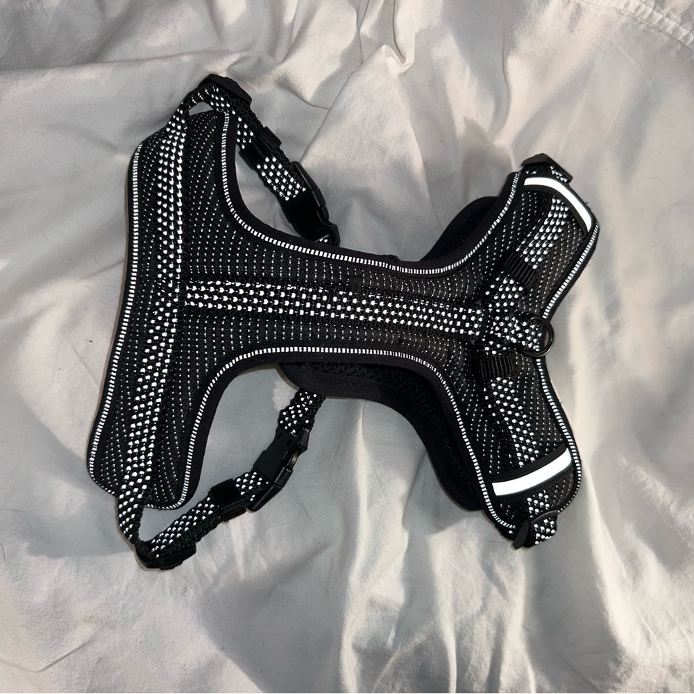 Black and White Reflective Dog Harness